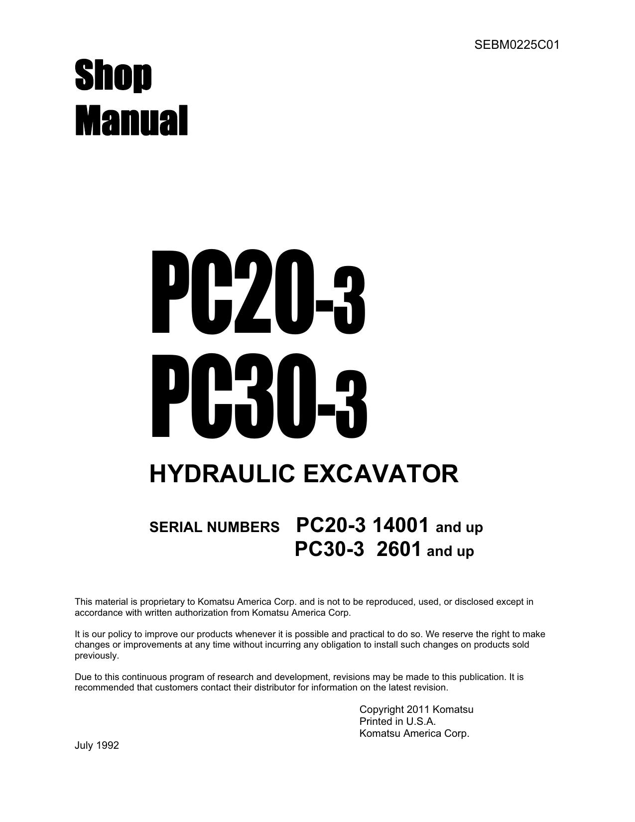 PC20-3 PC30-3 Shop Manual